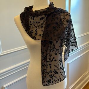 Brown Scarf with Embroidery